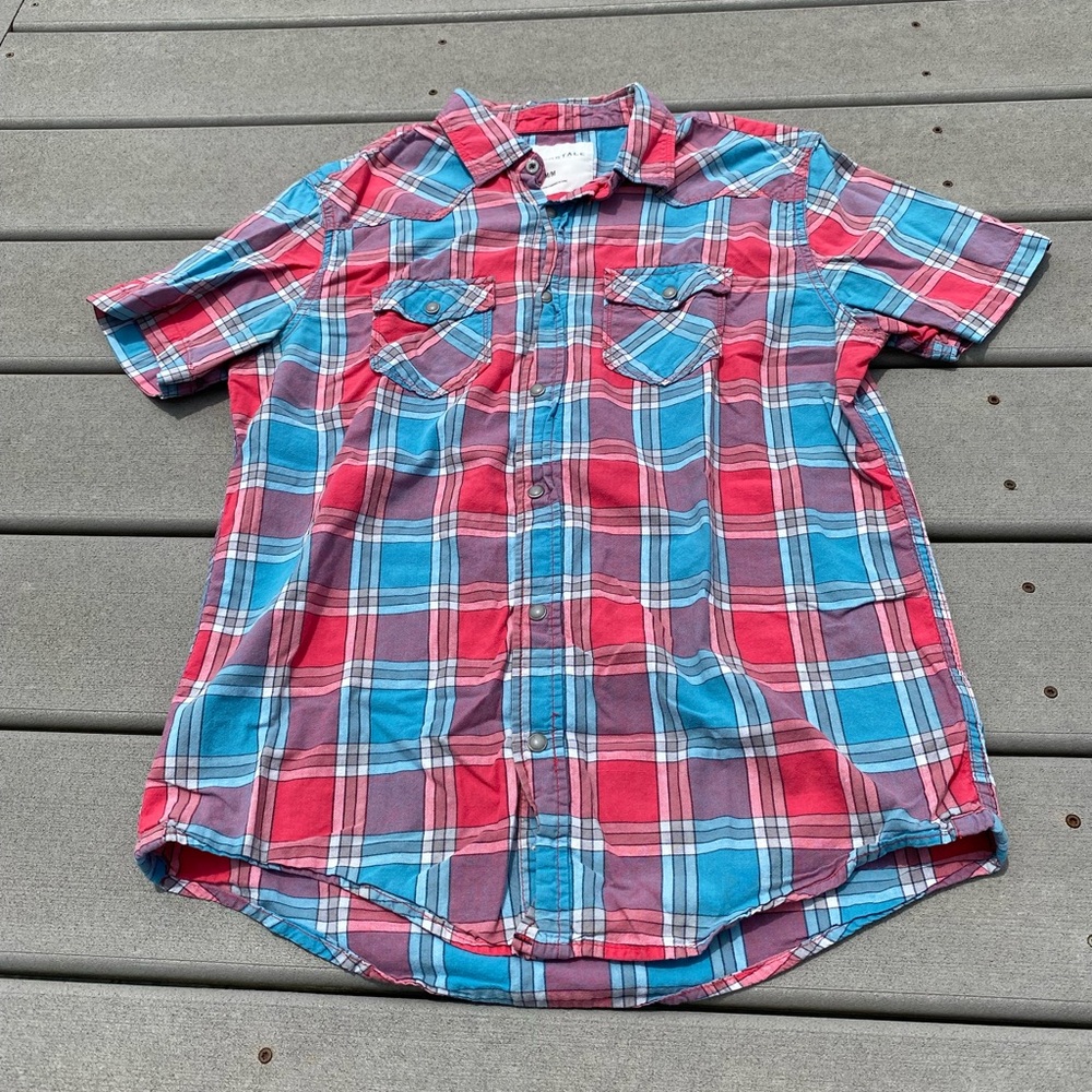 Button down plaid tee